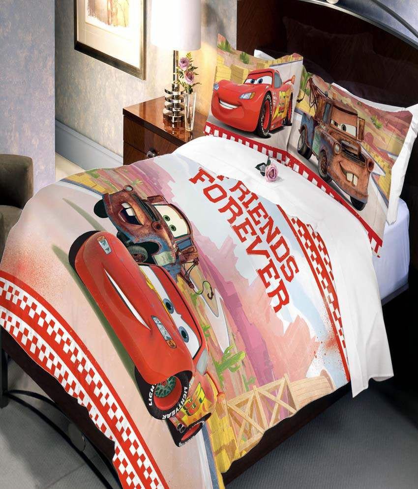 Disney Cars Bedroom Set Luxury Uber Urban Disney Cars Friends forever Cartoon Cotton Double Kids Bedsheet with 2 Pillow Covers Multicolor