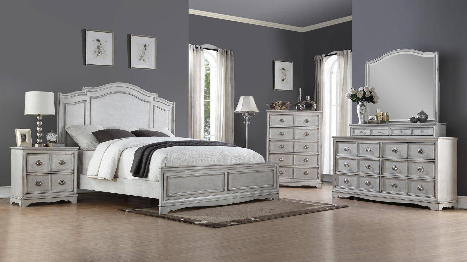 Distressed White Bedroom Furniture Awesome Bernards Furniture toulon Antique White 1616 105 Queen