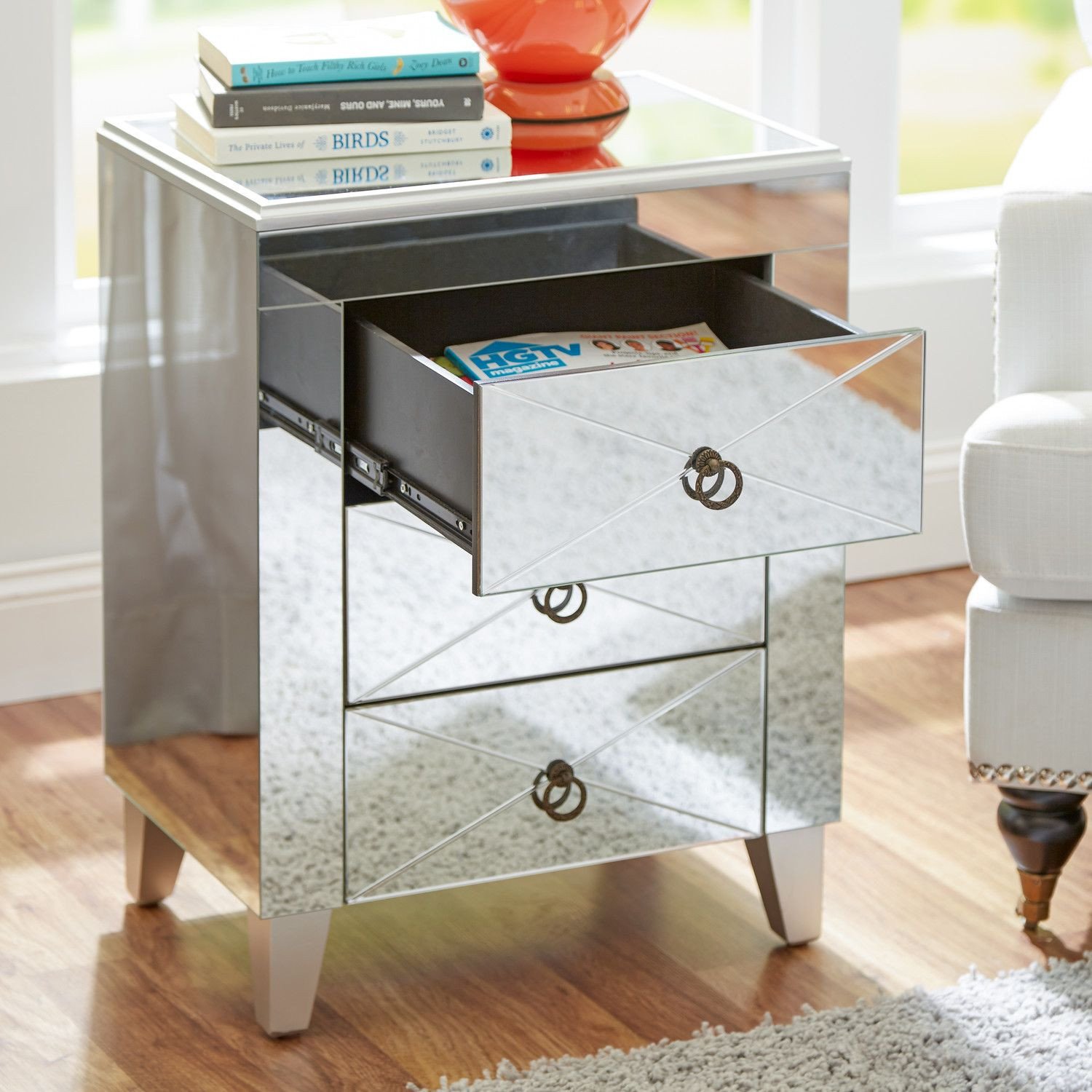 End Tables for Bedroom New House Of Hampton Mirrored 3 Drawer Side Table