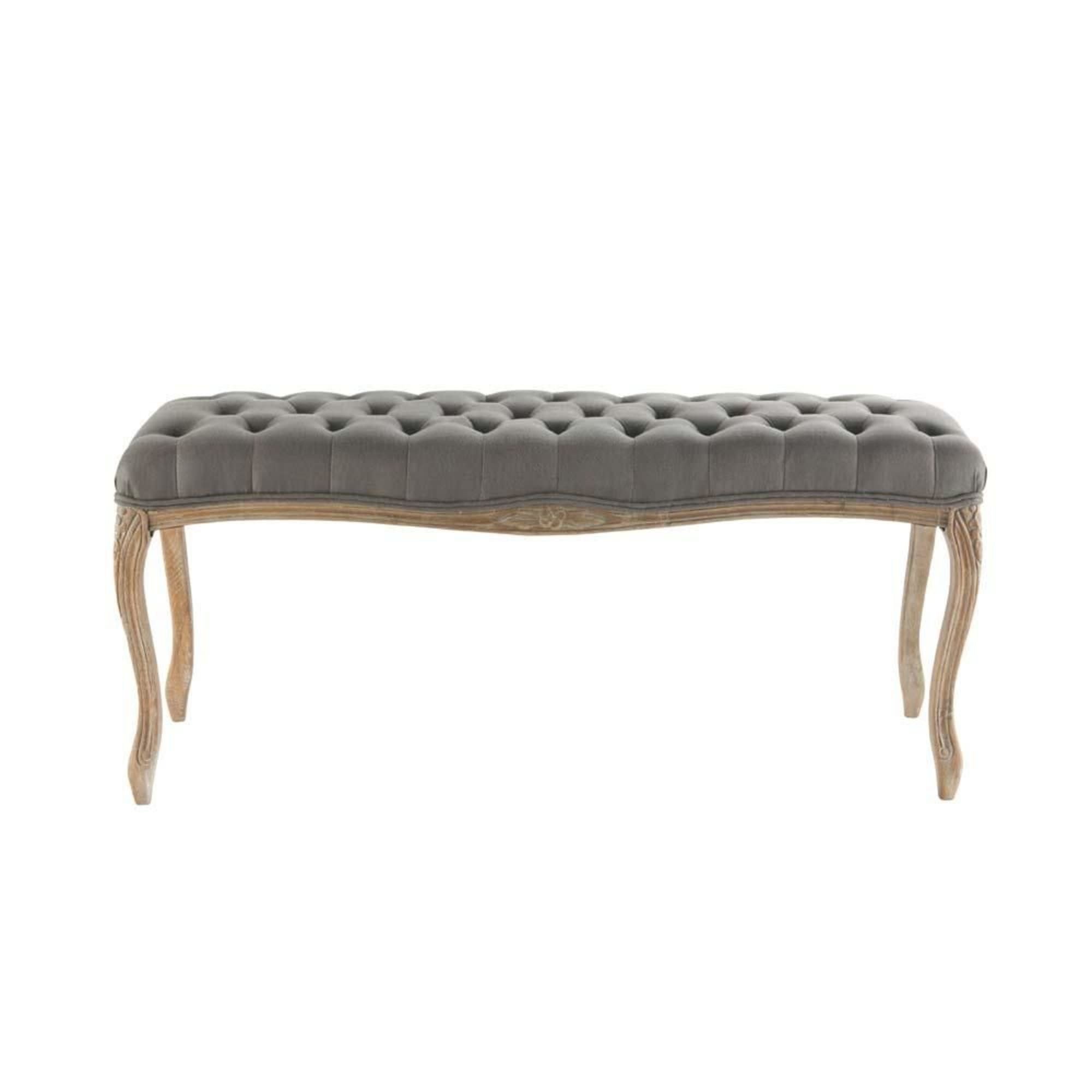 Fabric Bench for Bedroom Beautiful Wooden Bedside Bench Upholstered In Taupe Linen L114cm