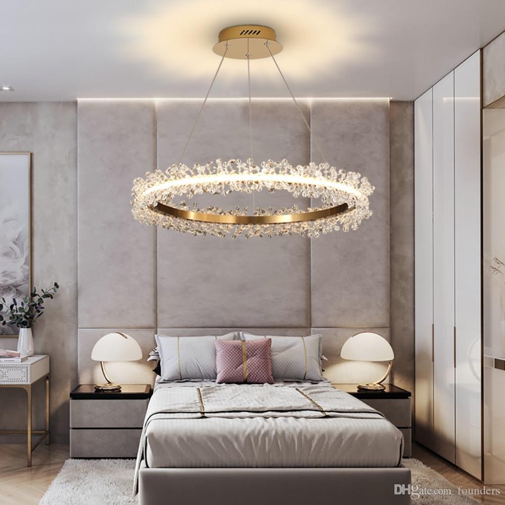 Fake Chandelier for Bedroom New Modern Crystal Chandelier Lighting for Living Room Gold Ring Bination Led Chandeliers Home Decoration Lustre Cristal Lamps Chandelier for Dining