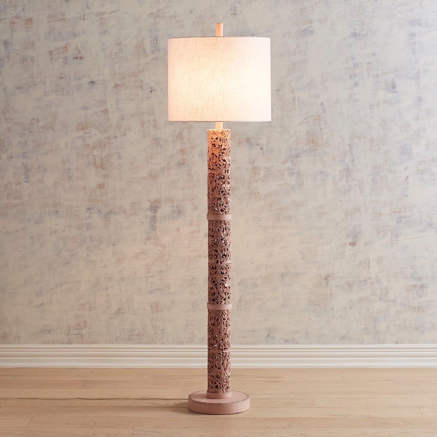 Floor Lamps for Bedroom Best Of Olivia Blush Wash Carved Floor Lamp