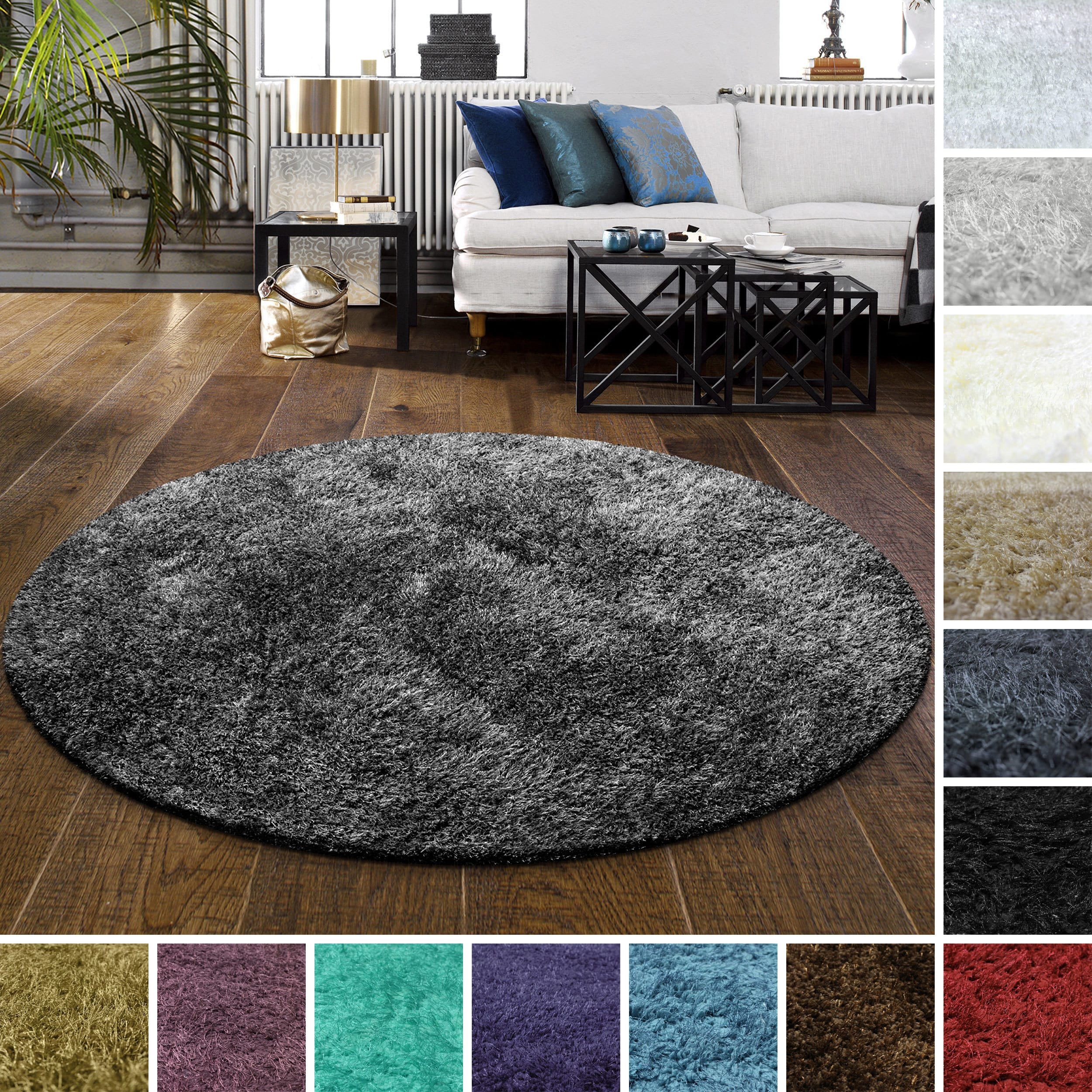 Furry Rugs for Bedroom New Superior Elegant Plush Cozy and Hand Woven Round Shag Rug