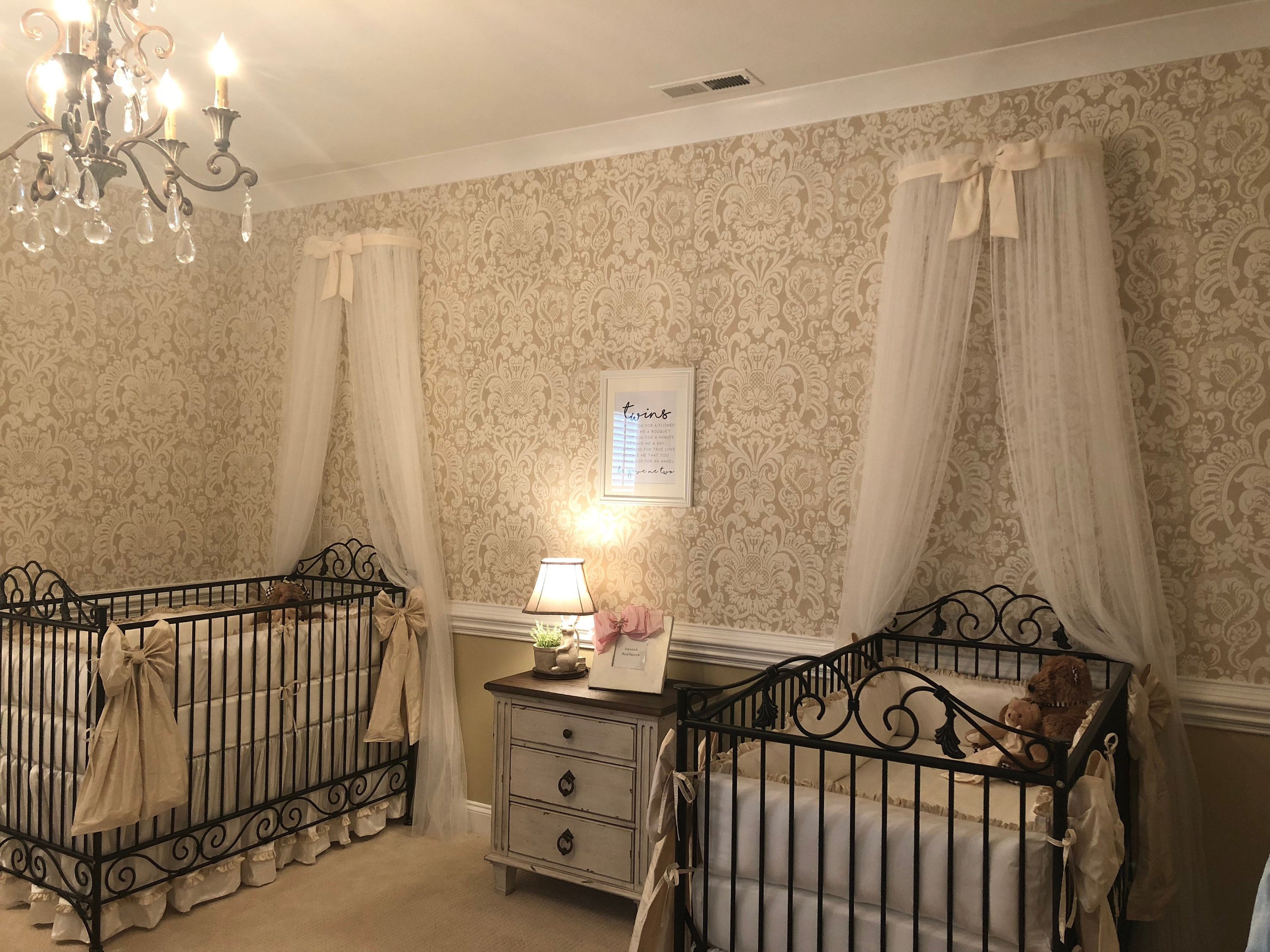 Girl Canopy Bedroom Set Beautiful Princess Bed Canopy Crown Twins Sisters Cream Ivory Bow Teester Cornice Coronet Crib Nursery Baby Sheer Curtain Custom so Zoey Boutique Sale