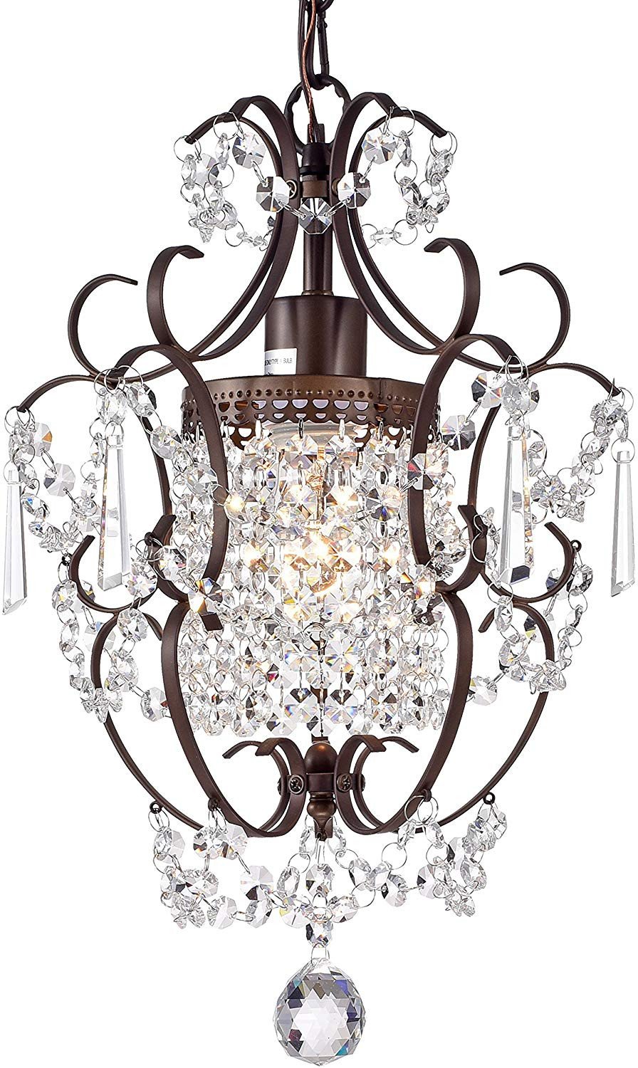 Girls Bedroom Ceiling Light Luxury Crystal Chandelier Lighting Bronze Chandeliers 1 Light Iron Ceiling Light Fixture