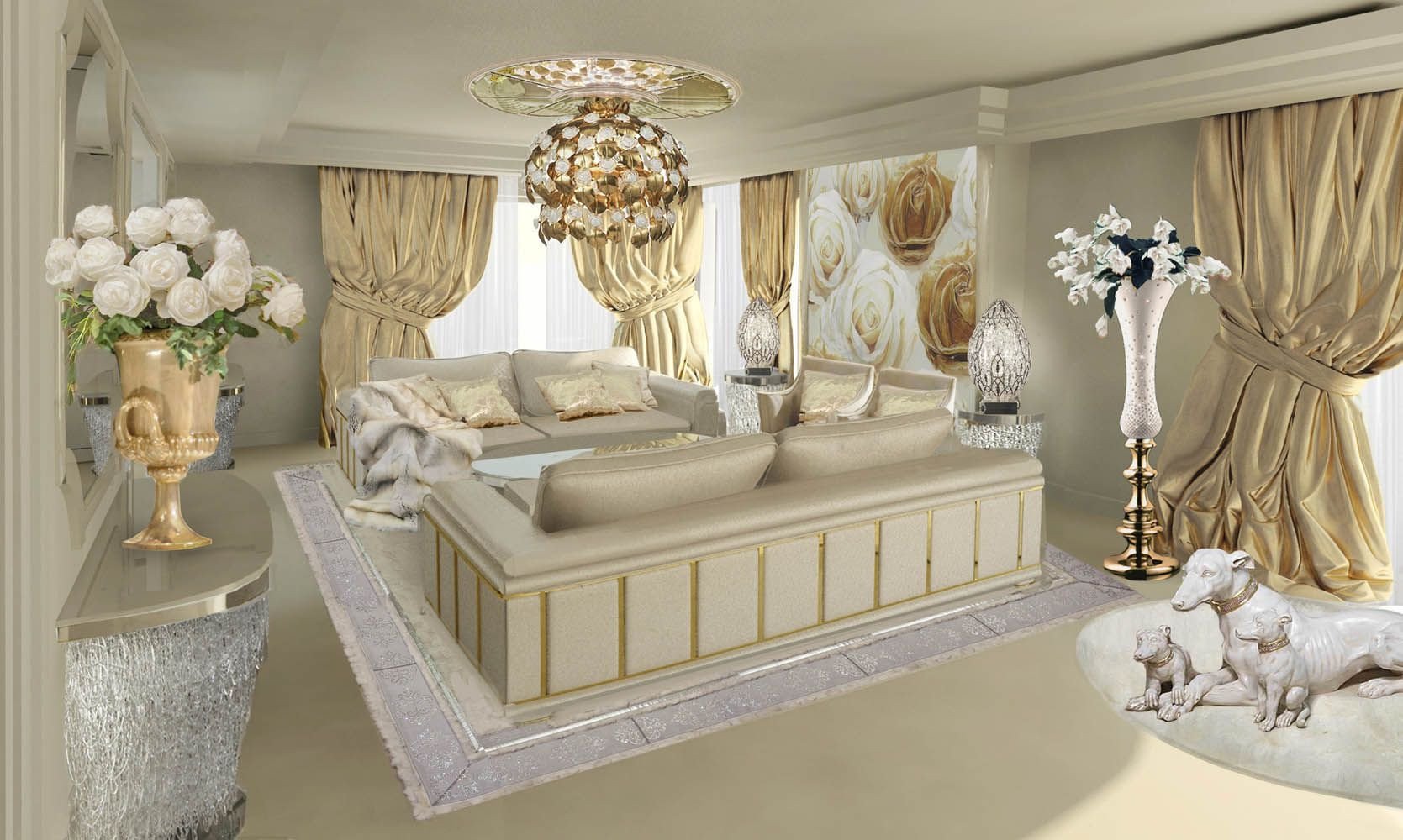 Golden and White Bedroom Fresh Lidia Bersani Luxury Interior Design Richly Decorated