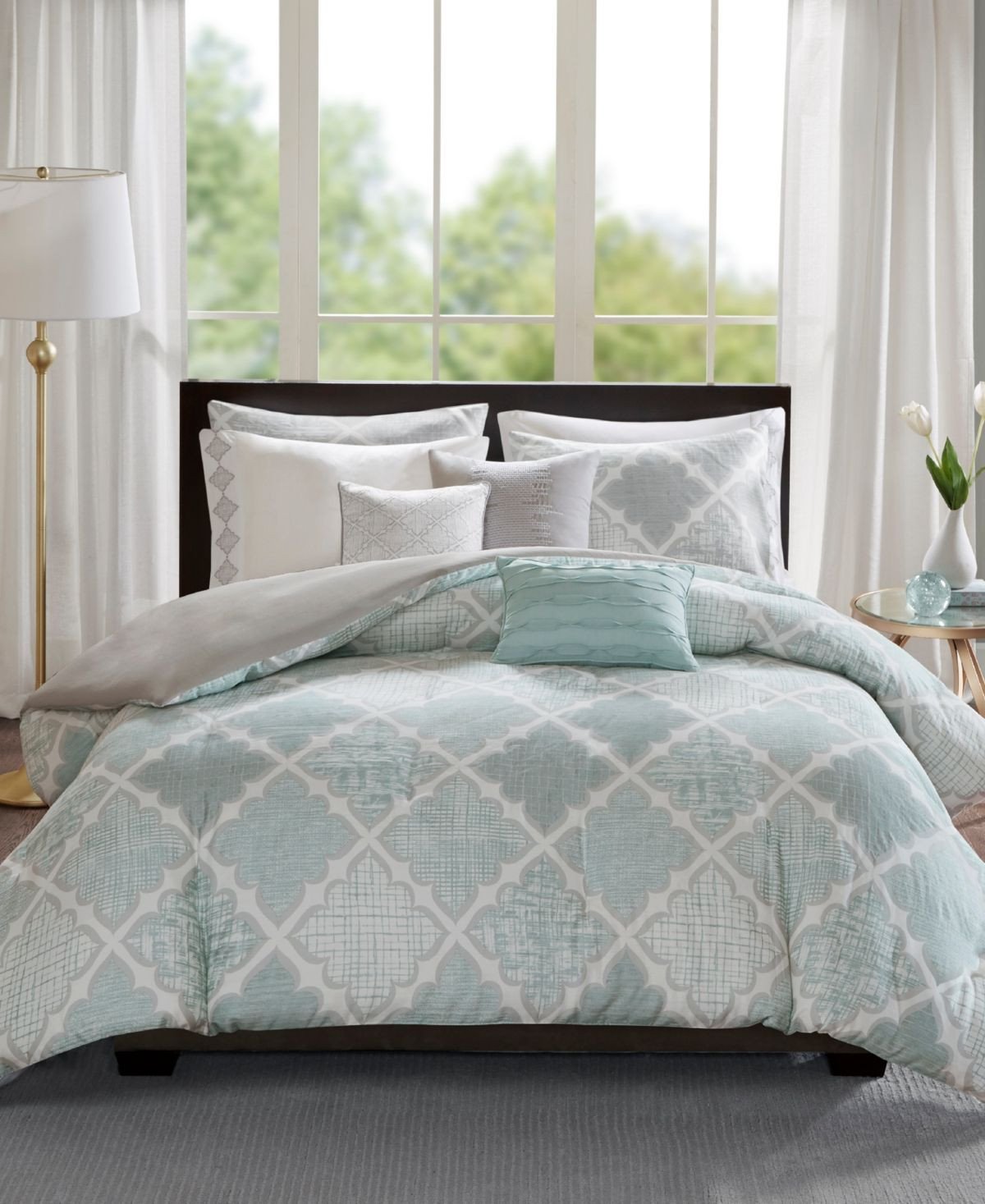 Gray and Aqua Bedroom Lovely Madison Park Cadence Cotton 8 Pc King California King Duvet