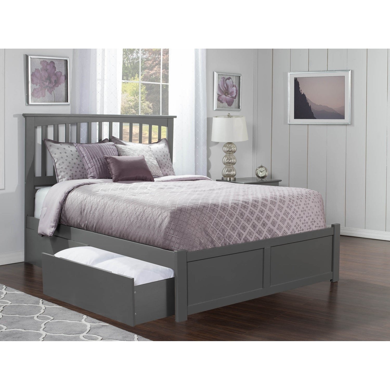 Grey Queen Bedroom Set Inspirational Mission Queen Platform Bed with Flat Panel Foot Board and 2 Urban Bed Drawers In atlantic Grey