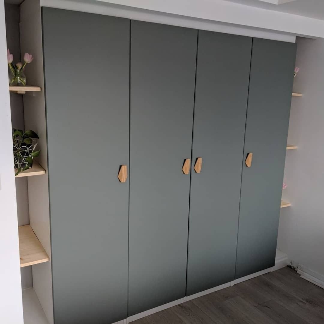 Ikea Bedroom Furniture Wardrobes Best Of Built In Pax Wardrobe Reinsvoll Grey Green Door Bamboo