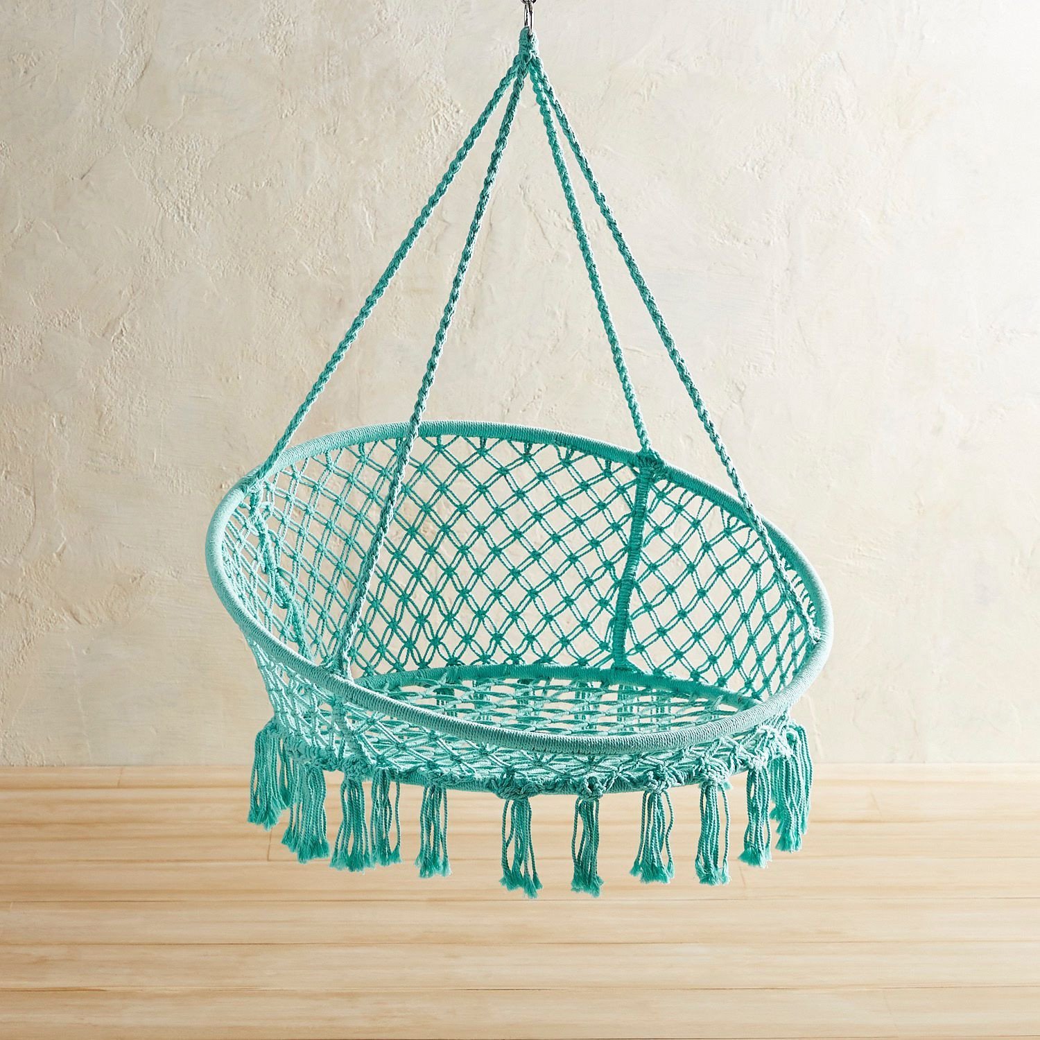 Indoor Hanging Chair for Bedroom Awesome Turquoise Macrame Hanging Saucer Chair