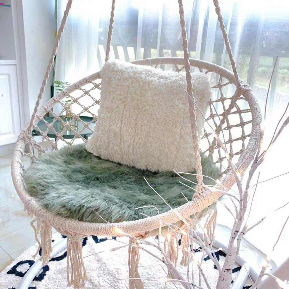 Indoor Hanging Chair for Bedroom Unique nordic Style Round Hammock Outdoor Indoor Dormitory Bedroom Hanging Chair for Child Adult Swinging Single Safety Hammock White