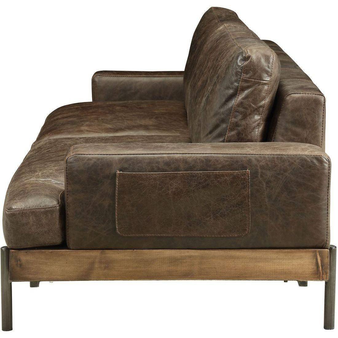 Industrial Style Bedroom Furniture Fresh top Grain Leather Oak Chocolate sofa Silchester Acme