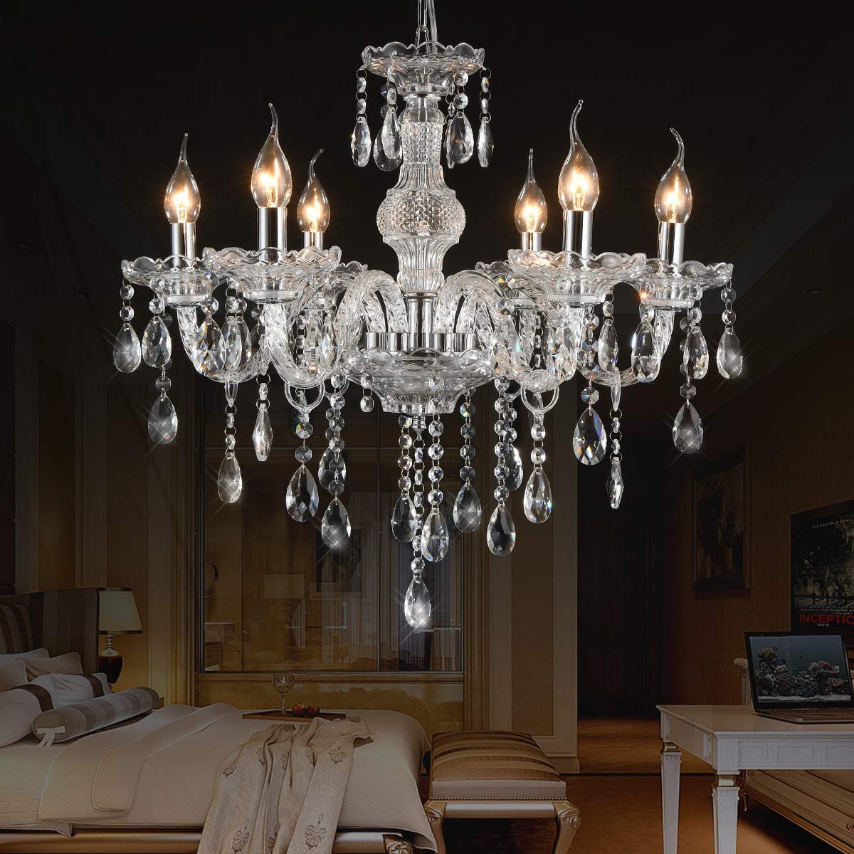 Kids Bedroom Ceiling Light Fresh Yyshchen Crystal Glass Chandelier 6 Lights Clear Pendant Ceiling Lightingï¼classic Vintage Candle Chandeliers for Dining Living Room Decoration Fixture