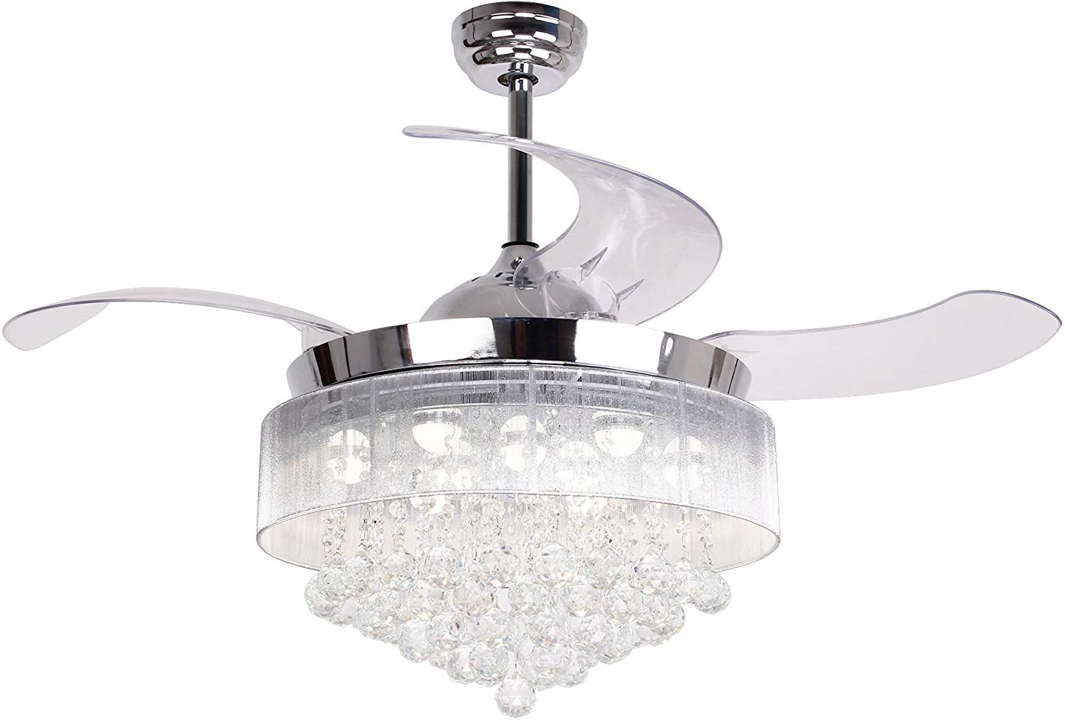 Kids Bedroom Ceiling Light Lovely Ceiling Fans with Led Lights 46 Inch Ceiling Fan with Remote Crystal Chandelier Fans with Retractable Blades Replaceable 4000k Cool White Lights Not