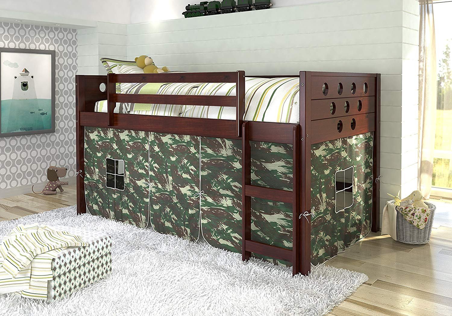 Kids Bunk Bed Bedroom Set Inspirational Amazon Donco Kids Circles Low Loft Bed with Tent Twin