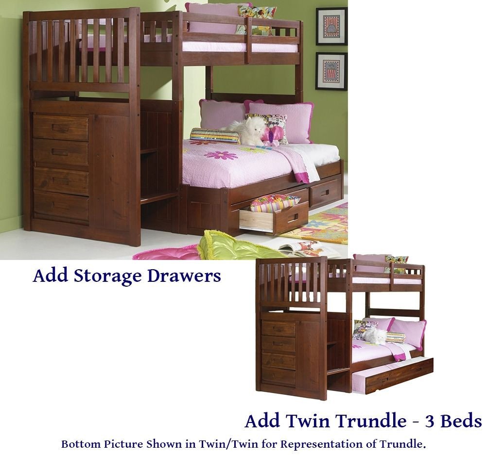 Kids Bunk Bed Bedroom Set Luxury Stair Step Mission Bunk Bed Twin Full Donco Kids