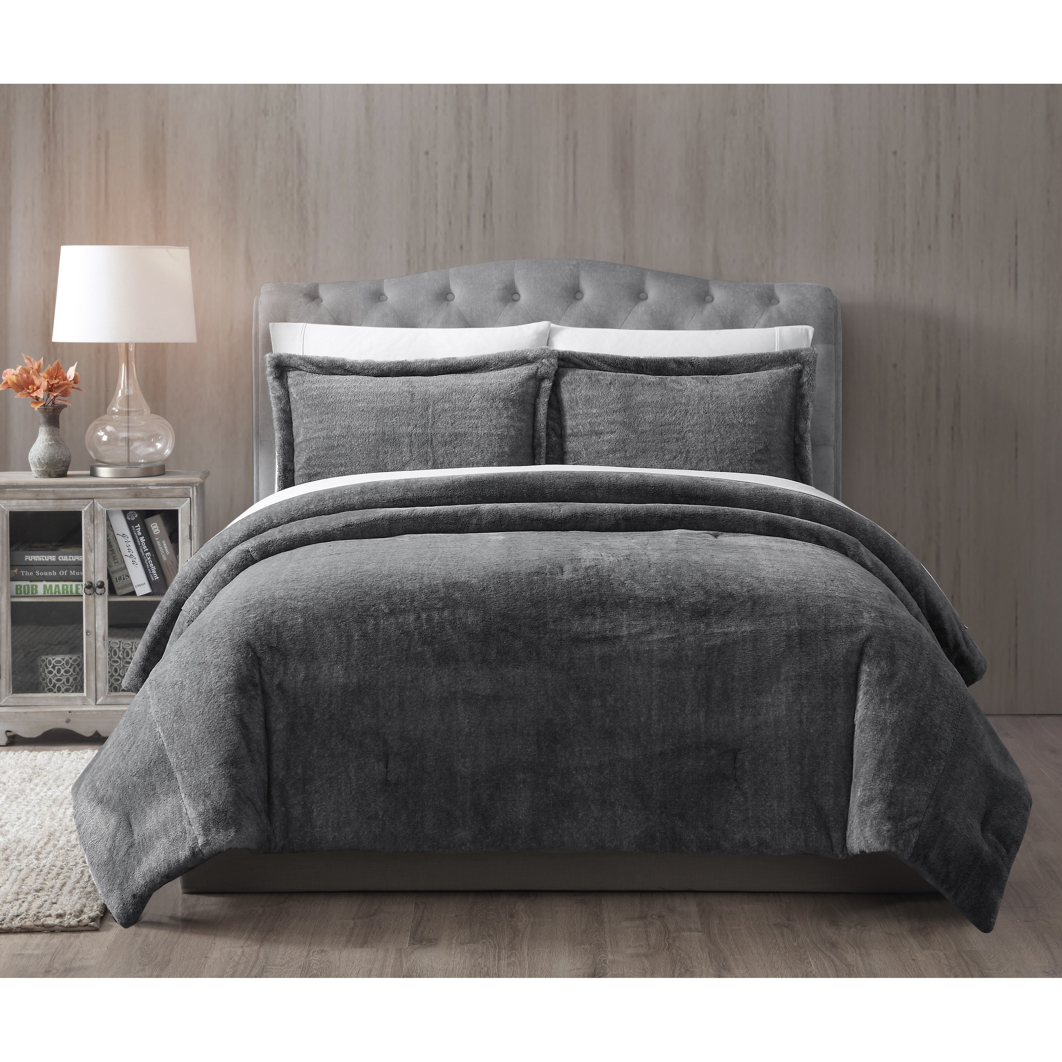 King Bedroom Comforter Set Beautiful asher Home Grey Faux Fur Bella 3 Piece forter