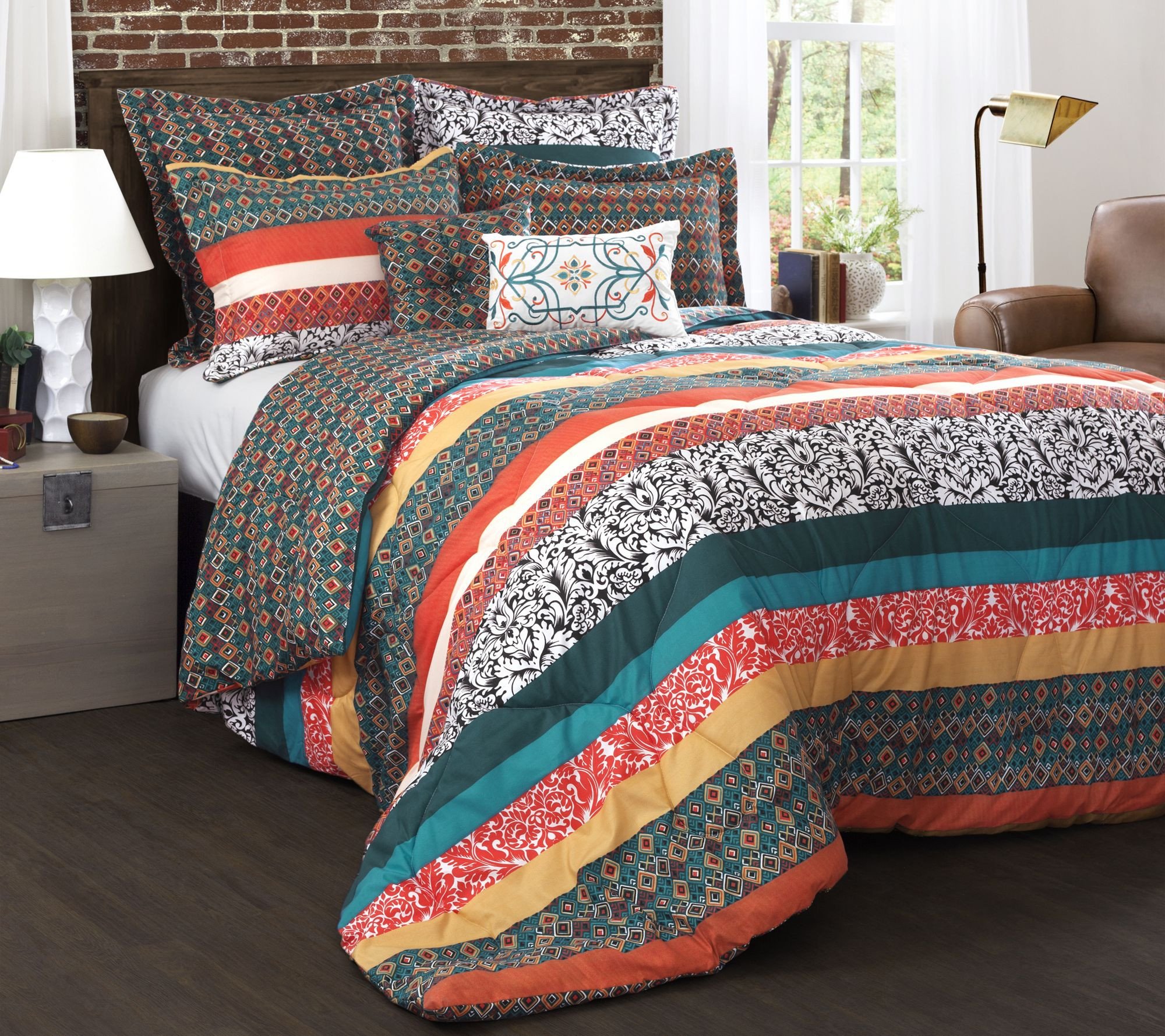 King Bedroom Comforter Set Beautiful Boho Stripe 7 Piece King forter Set by Lush Decor — Qvc