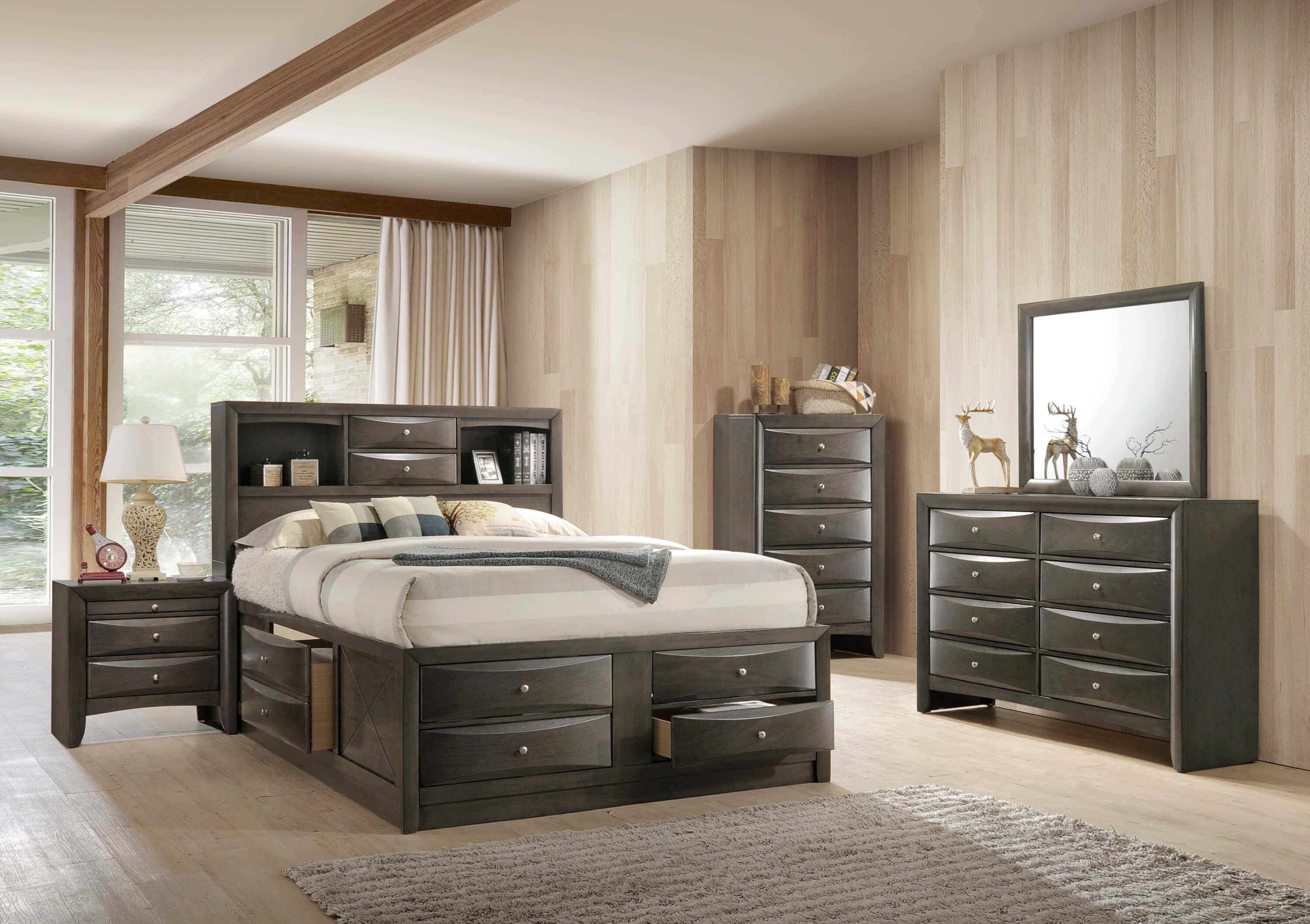 King Size Bedroom Benches Fresh Crown Mark B4275 Emily Modern Grey Finish Storage King Size