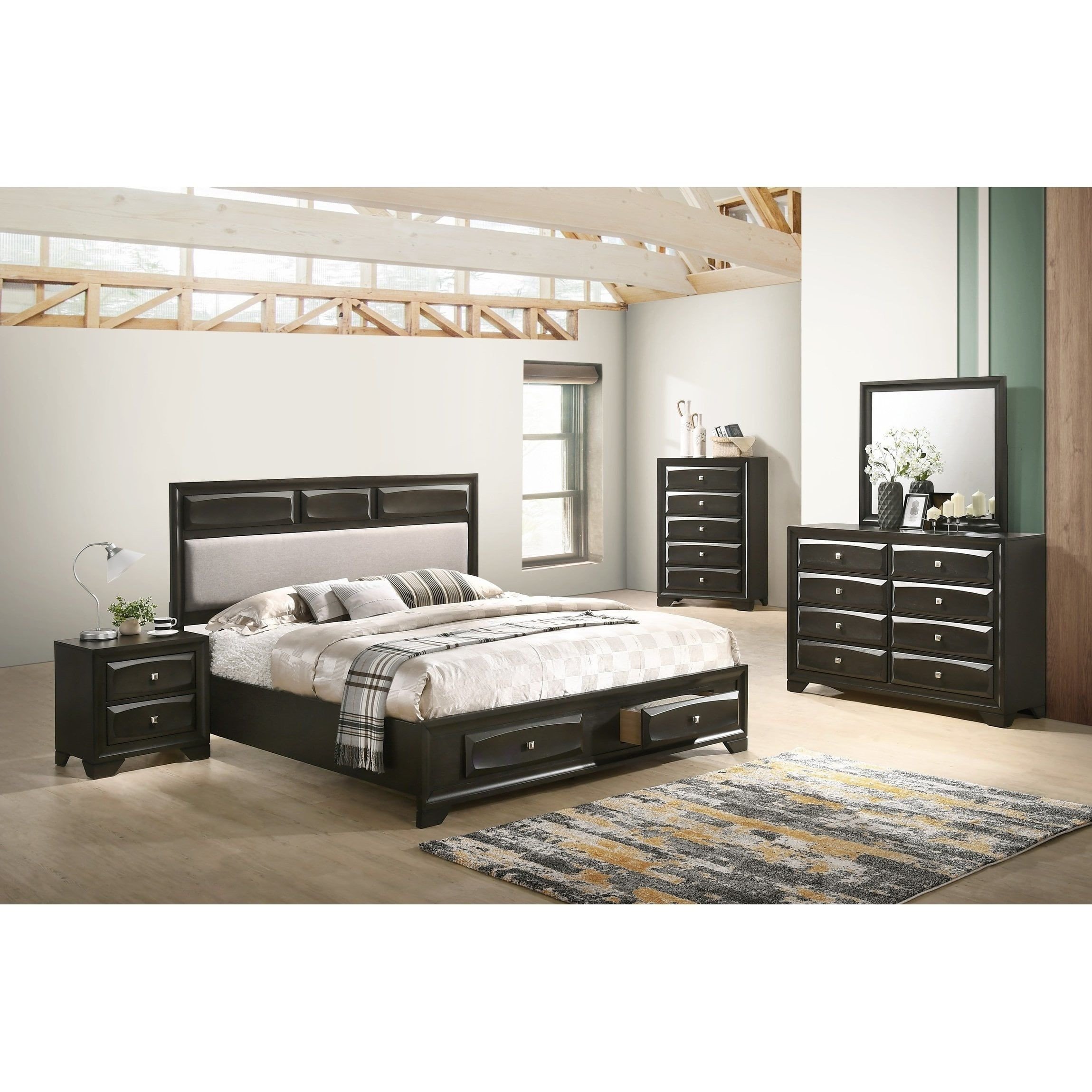 King Size Bedroom Set New Oakland Antique Gray Finish Wood 5 Pc King Size Bedroom Set