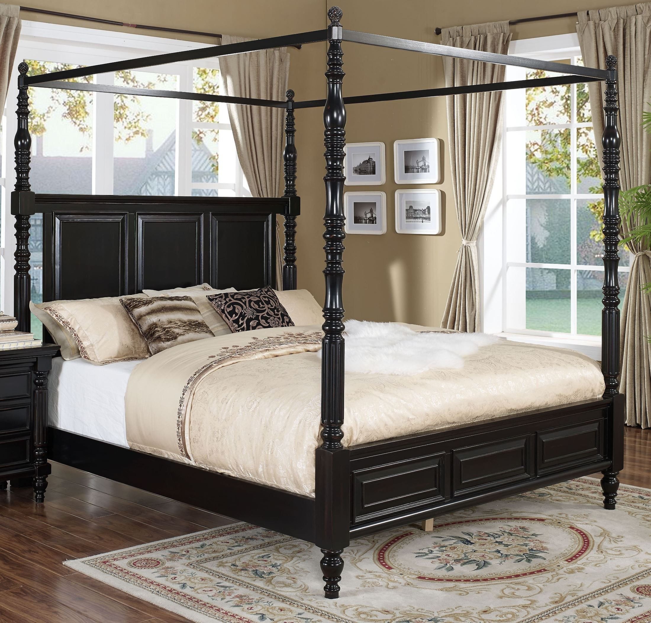 King Size Canopy Bedroom Set Lovely Martinique Rubbed Black King Poster Canopy Bed with Drapes