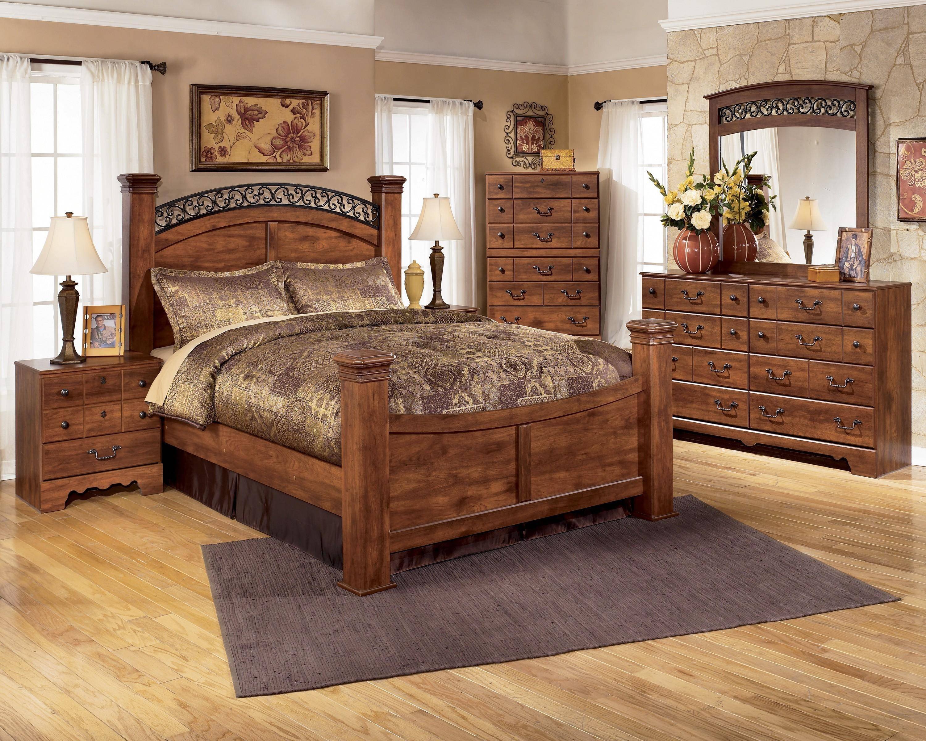 King Size Poster Bedroom Set Lovely ashley Timberline B258 King Size Poster Bedroom Set 6pcs In