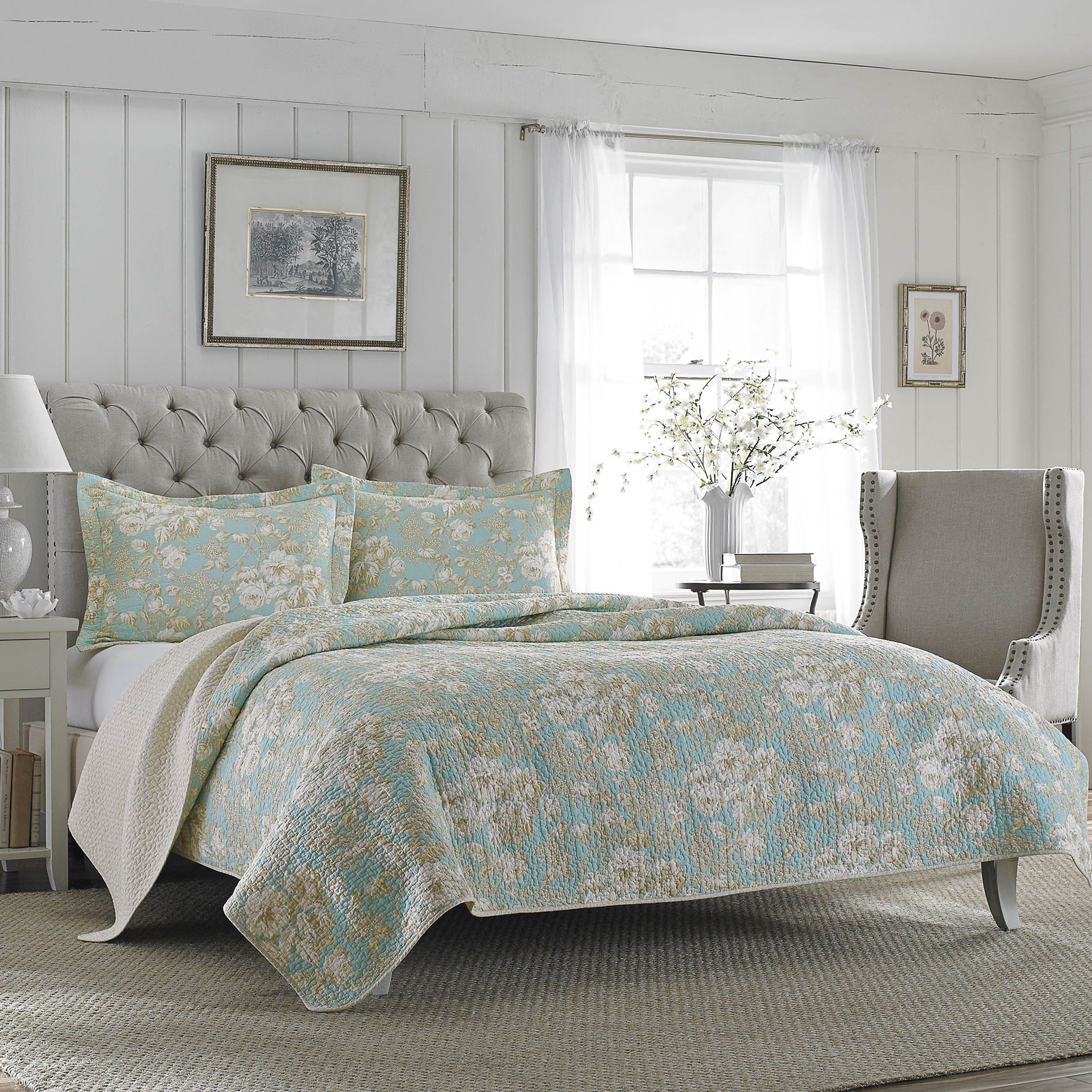 Laura ashley Bedroom Set Beautiful Laura ashley Brompton Serene Reversible Cotton Quilt Set