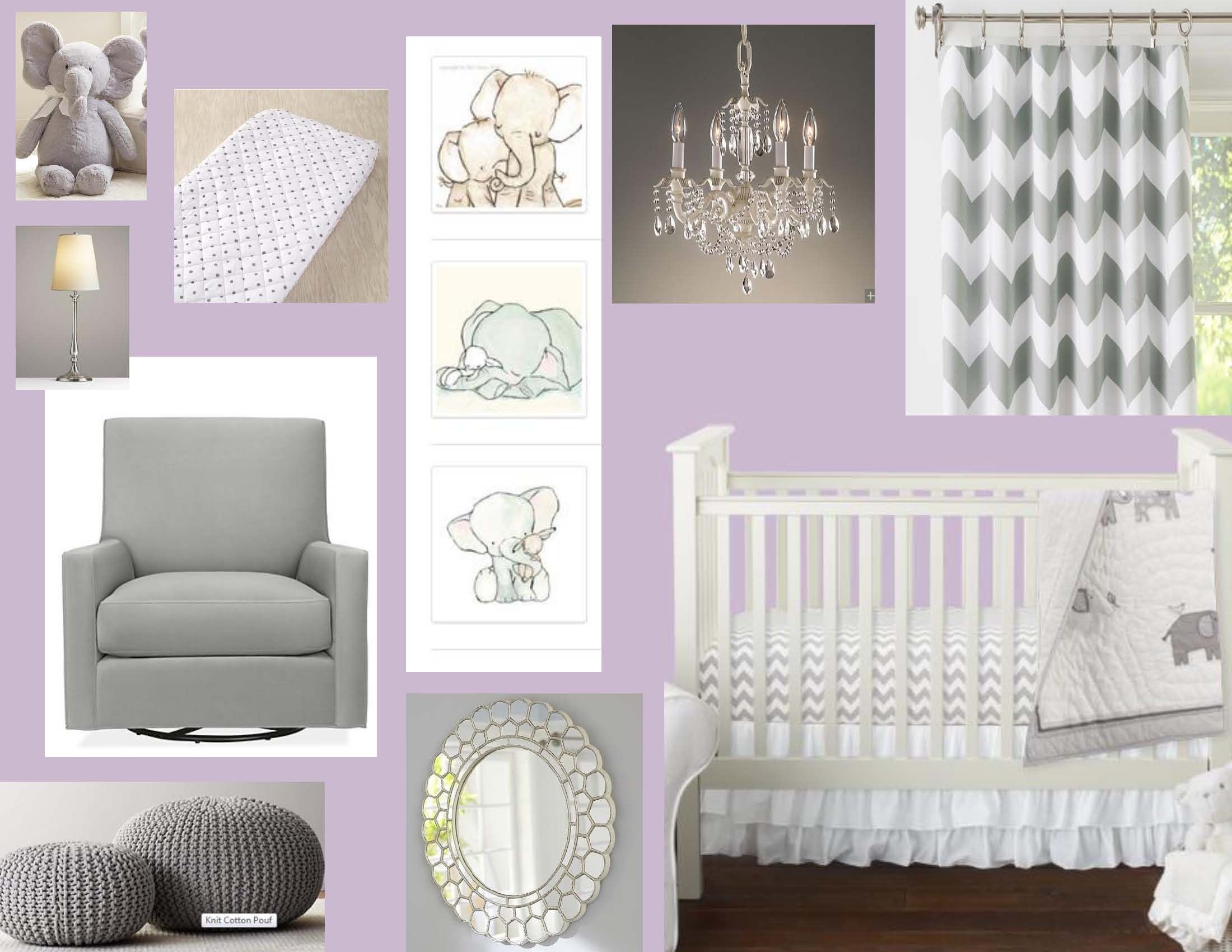 Lavender and Gray Bedroom Awesome Purple and Grey Elephant Nursery Design Board