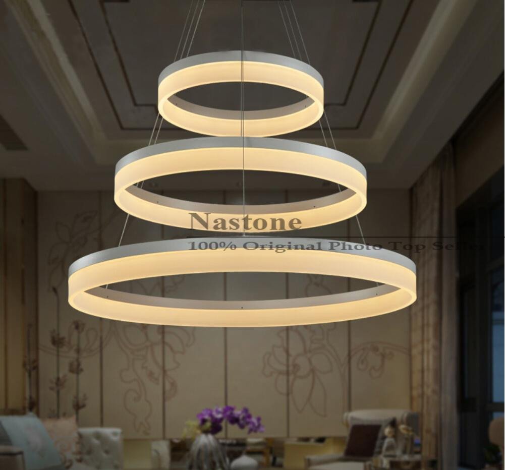 Led Lighting for Bedroom Luxury 1 Ring 2 Ring 3 Rings Circles Modern Led Pendant Lights for Dining Room White Acrylic Led Pendant Lamp Contemporary Warmwhite Coldwhite Ceiling Lamp