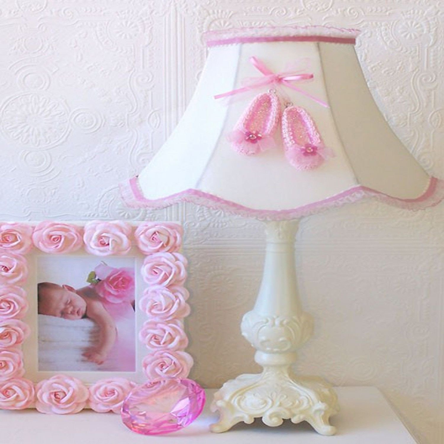 Light Fixtures for Girl Bedroom Beautiful Exquisite Rose Pink Ballerina Slippers Table Lamp and Rose