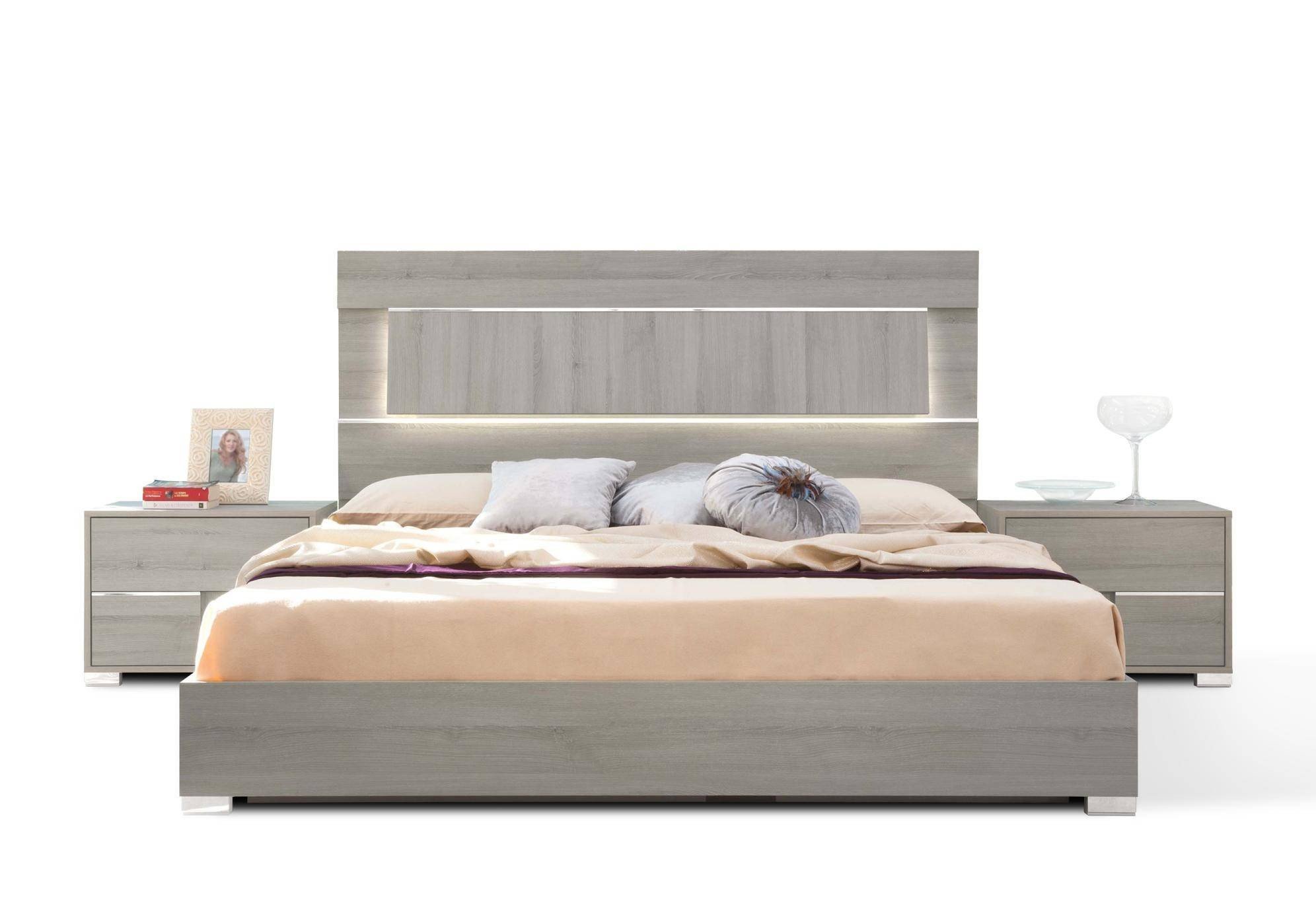 Lighted Headboard Bedroom Set Awesome Vig Modrest Ethan Modern Grey Veneer Finish Led Lighted