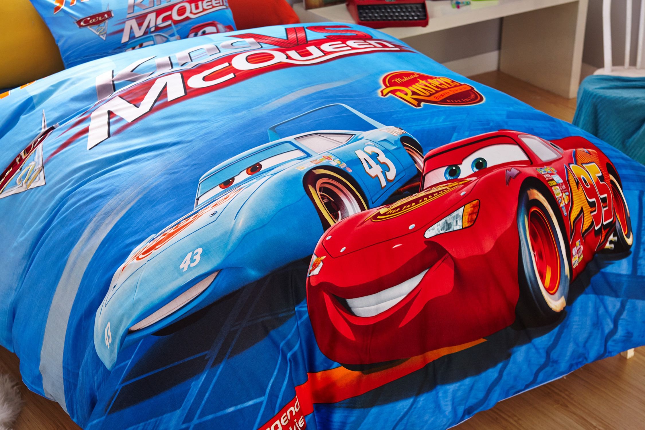 Lightning Mcqueen Bedroom Set New Blue Color Disney Cars Bedding Set