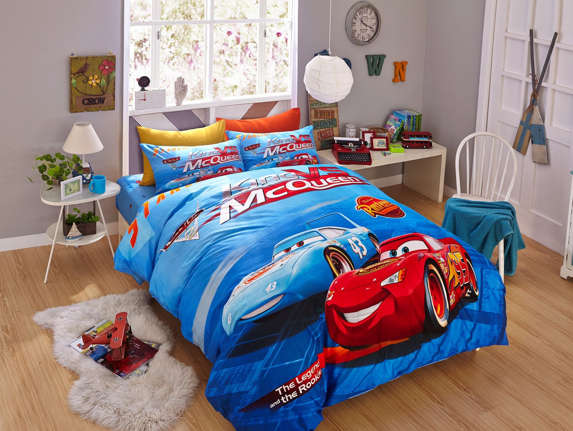 Lightning Mcqueen Bedroom Set Unique Blue Color Disney Cars Bedding Set