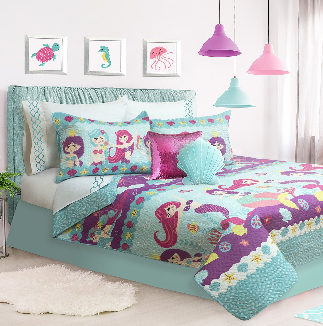 Little Mermaid Bedroom Set Awesome Hollen Coralia Coverlet Set