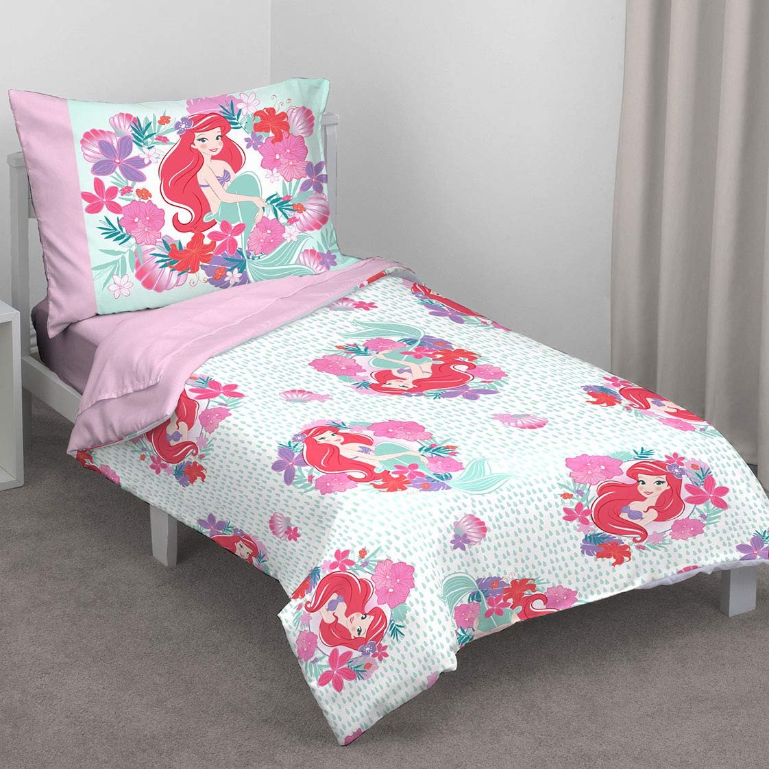 Little Mermaid Bedroom Set New Disney Ariel Sea Garden 4 Piece toddler Bed Set Pink and Aqua orange White