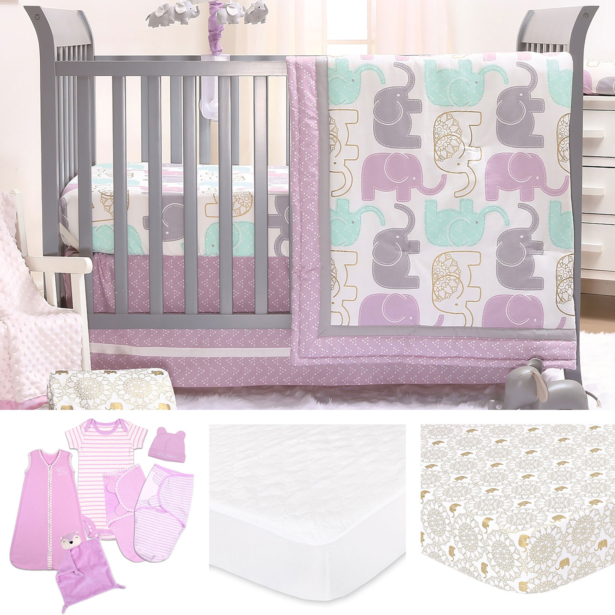 Little Mermaid Bedroom Set Unique Little Peanut Lilac Gold Elephant Baby Girl Crib Bedding