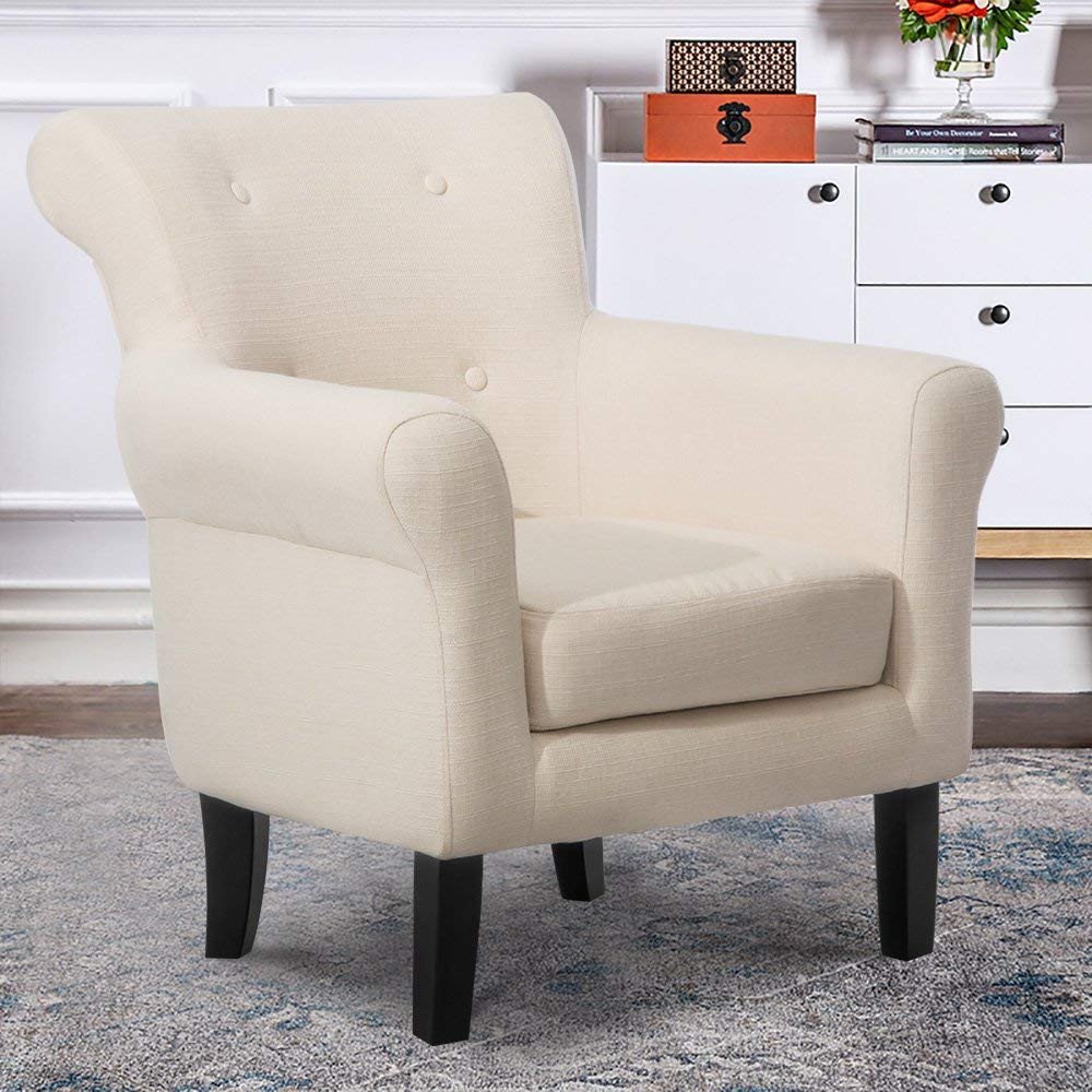 Lounge Chairs for Teen Bedroom Lovely Harper&amp;bright Designs Contemporary Accent Chair Fabric Upholstered Club Armchair with solid Wood Leg Beige