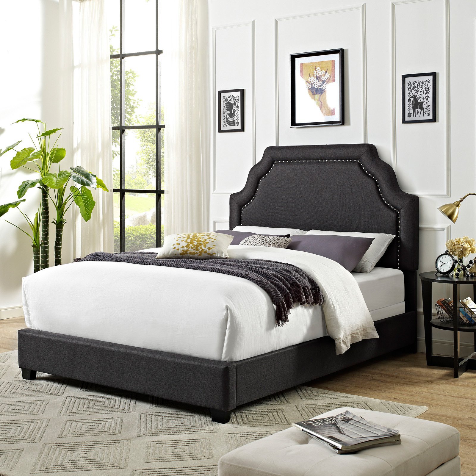 Low Profile Bedroom Set New Crosley Loren Keystone Upholstered Low Profile Bed Charcoal