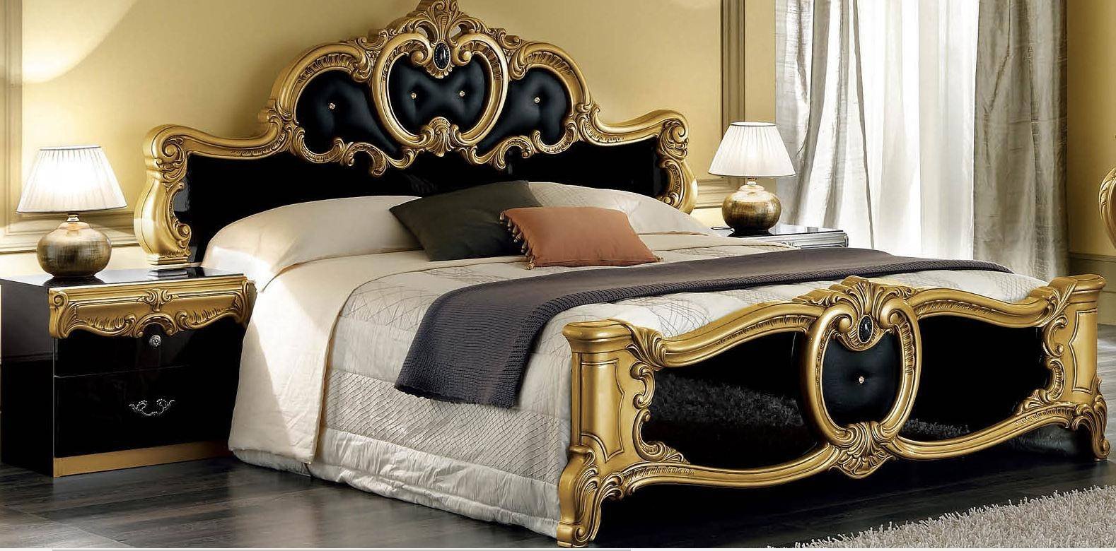 Luxury King Bedroom Set Awesome Esf Barocco Luxury Glossy Black Gold King Bedroom Set 3