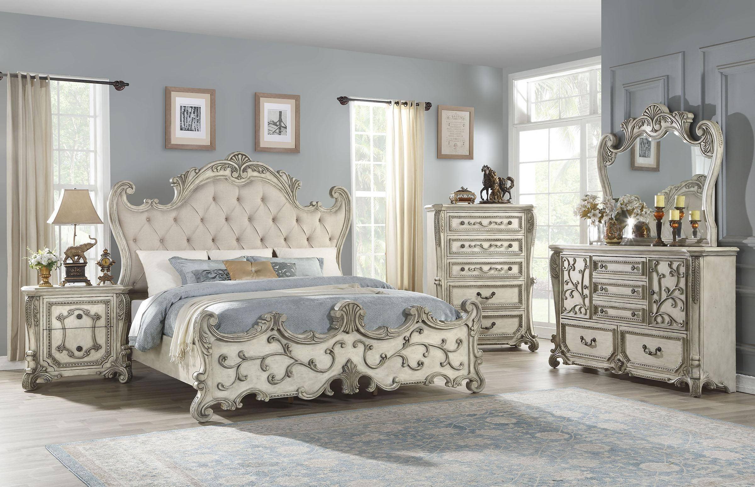 Luxury King Bedroom Set Best Of Luxury King Bedroom Set 5p W Chest Antique White Fabric