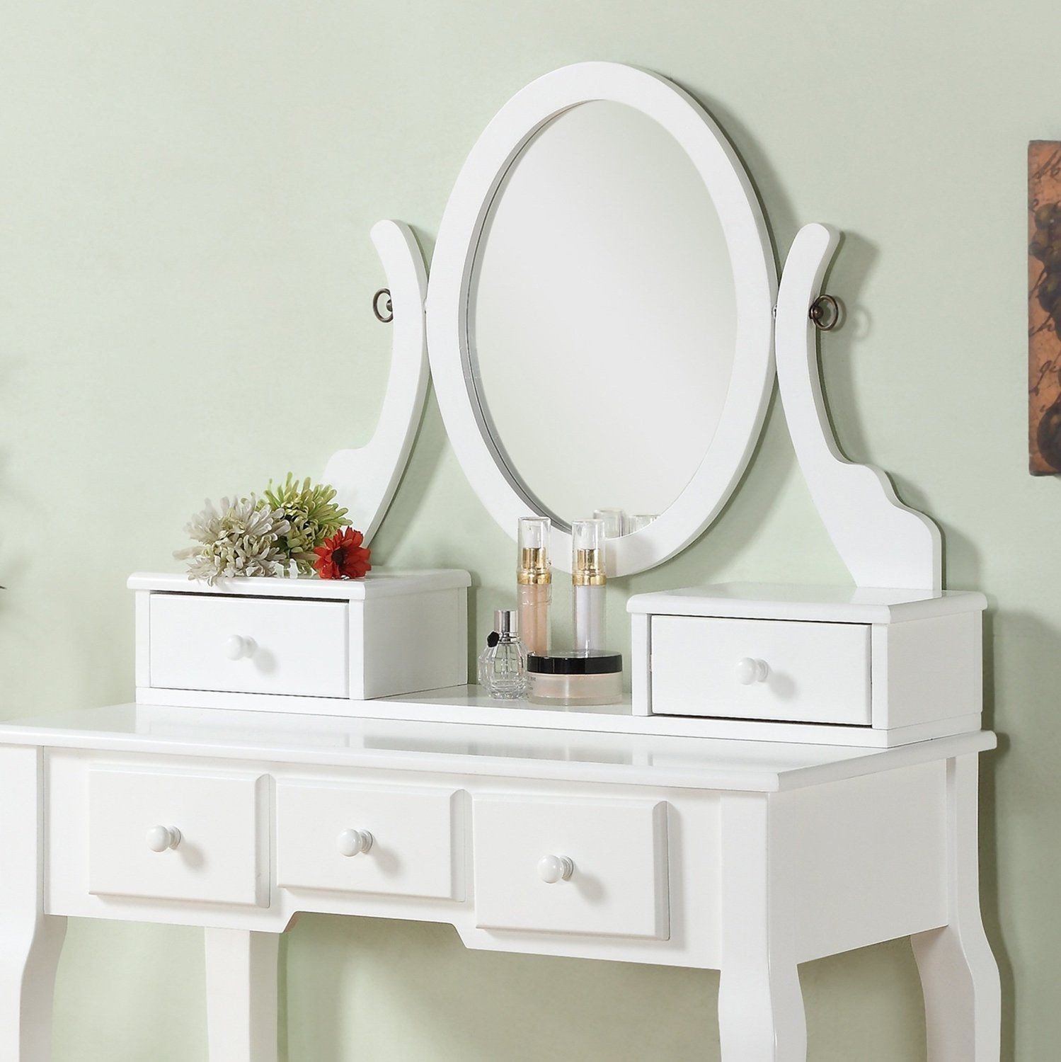 Make Up Vanity for Bedroom Lovely Roundhill Furniture ashley Wood Make Up Vanity Table and