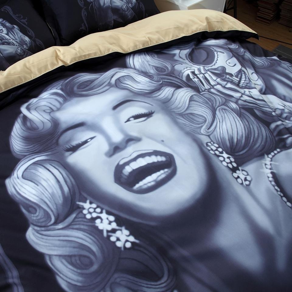 Marilyn Monroe Bedroom Set Fresh Marilyn Monroe &amp; Masquerade Skull Cotton and Polyester W631