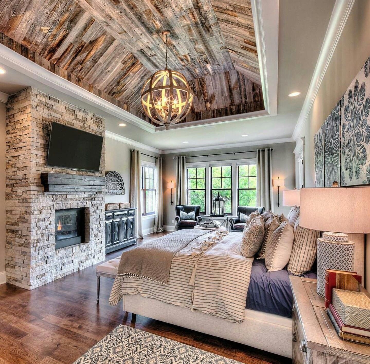 Master Bedroom with Fireplace Awesome Great Mix Of Rustic and Luxury In This Starr Homes Master