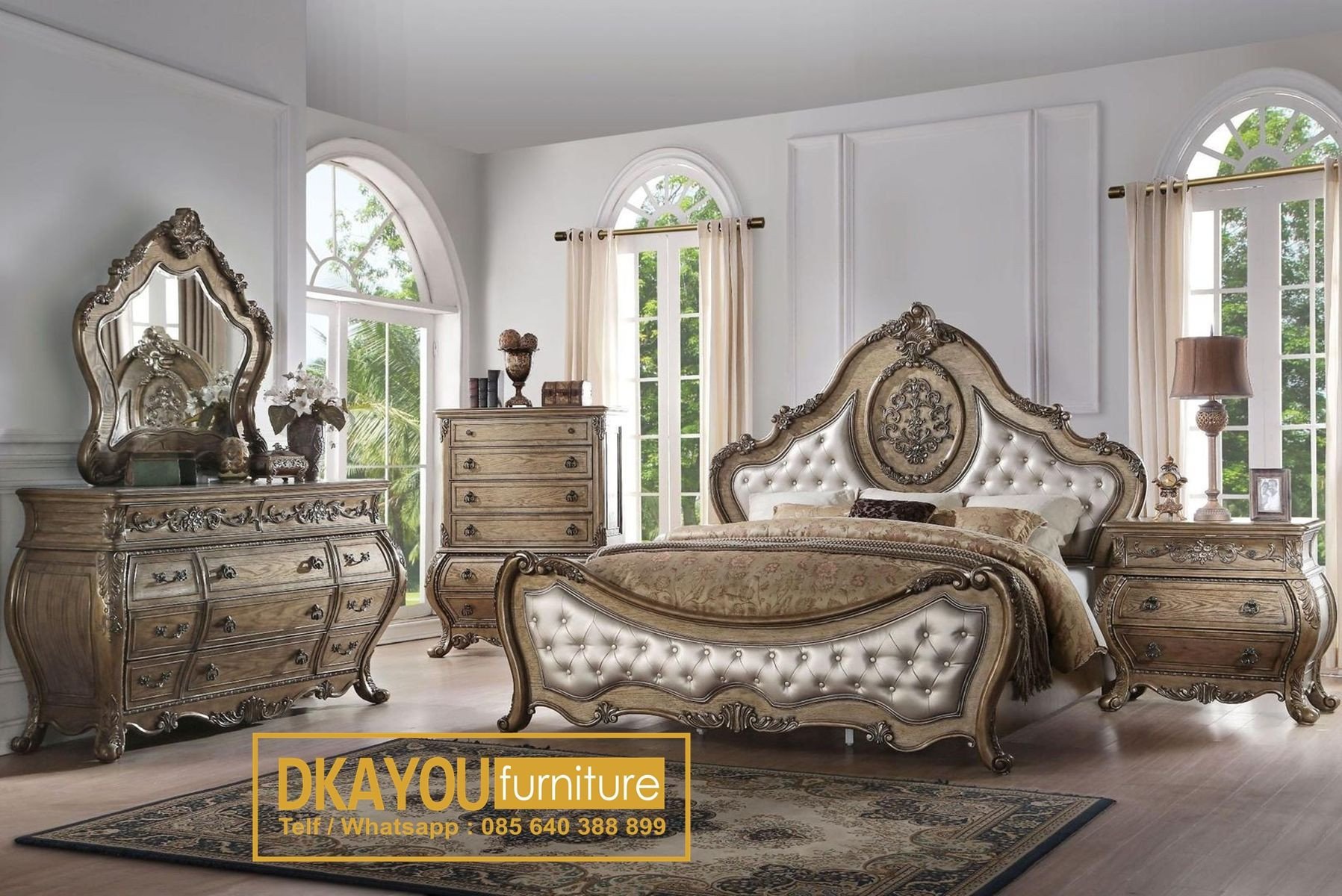 Michael Amini Bedroom Set Luxury Set Kamar Tidur Mewah Klasik Eropa Terbaru Royal Wedding Bed