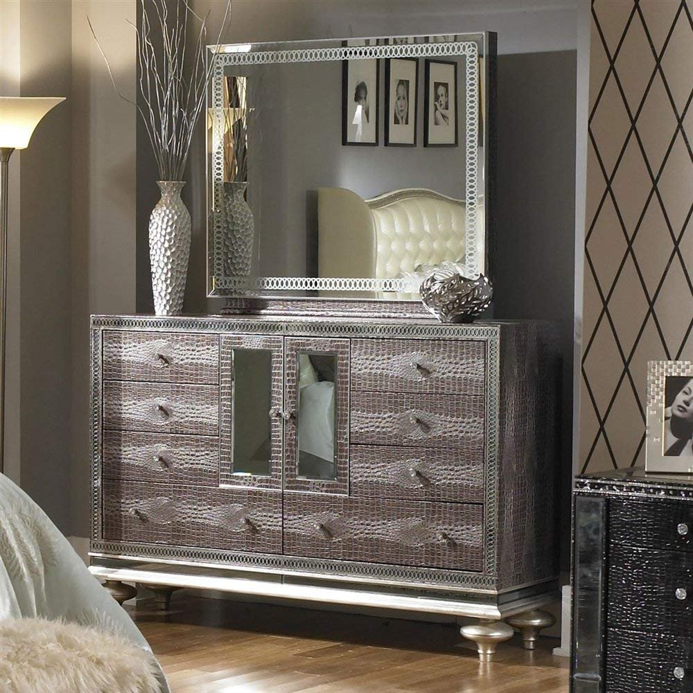 Michael Amini Bedroom Set New Aico Hollywood Swank Dresser and Mirror In Amazing Gator by Michael Amini