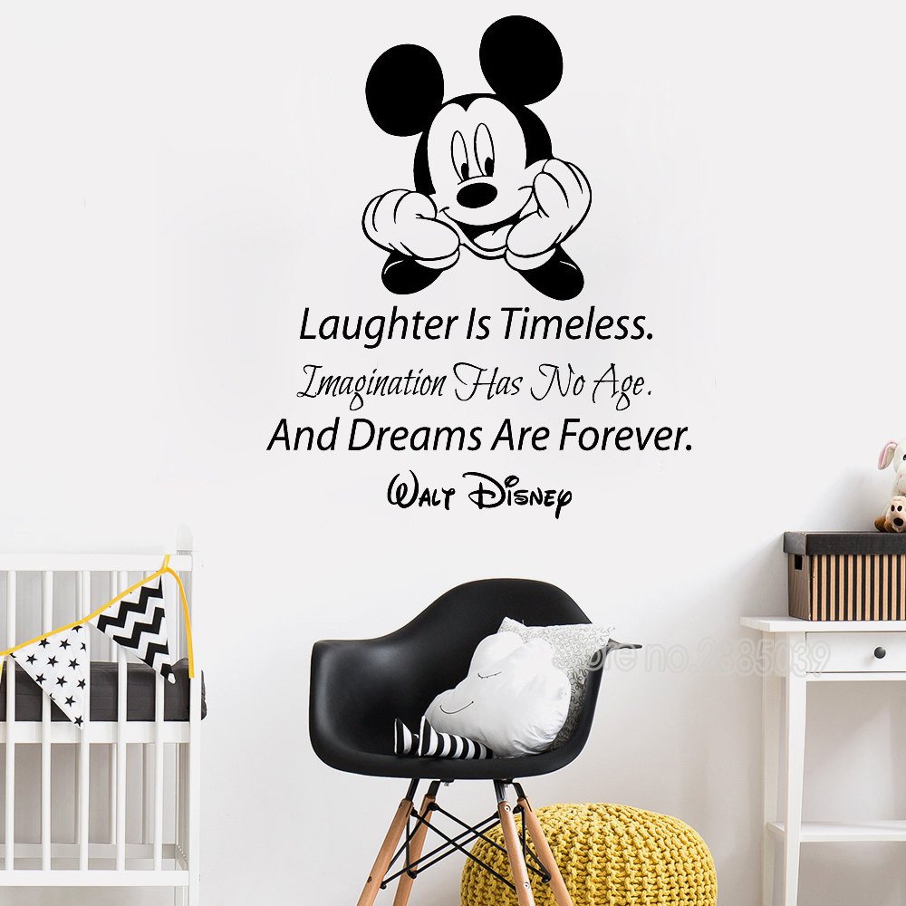 Mickey Mouse Bedroom Decorations Beautiful Mickey Mouse Quote Wall Decals Laughter is Timeless Words