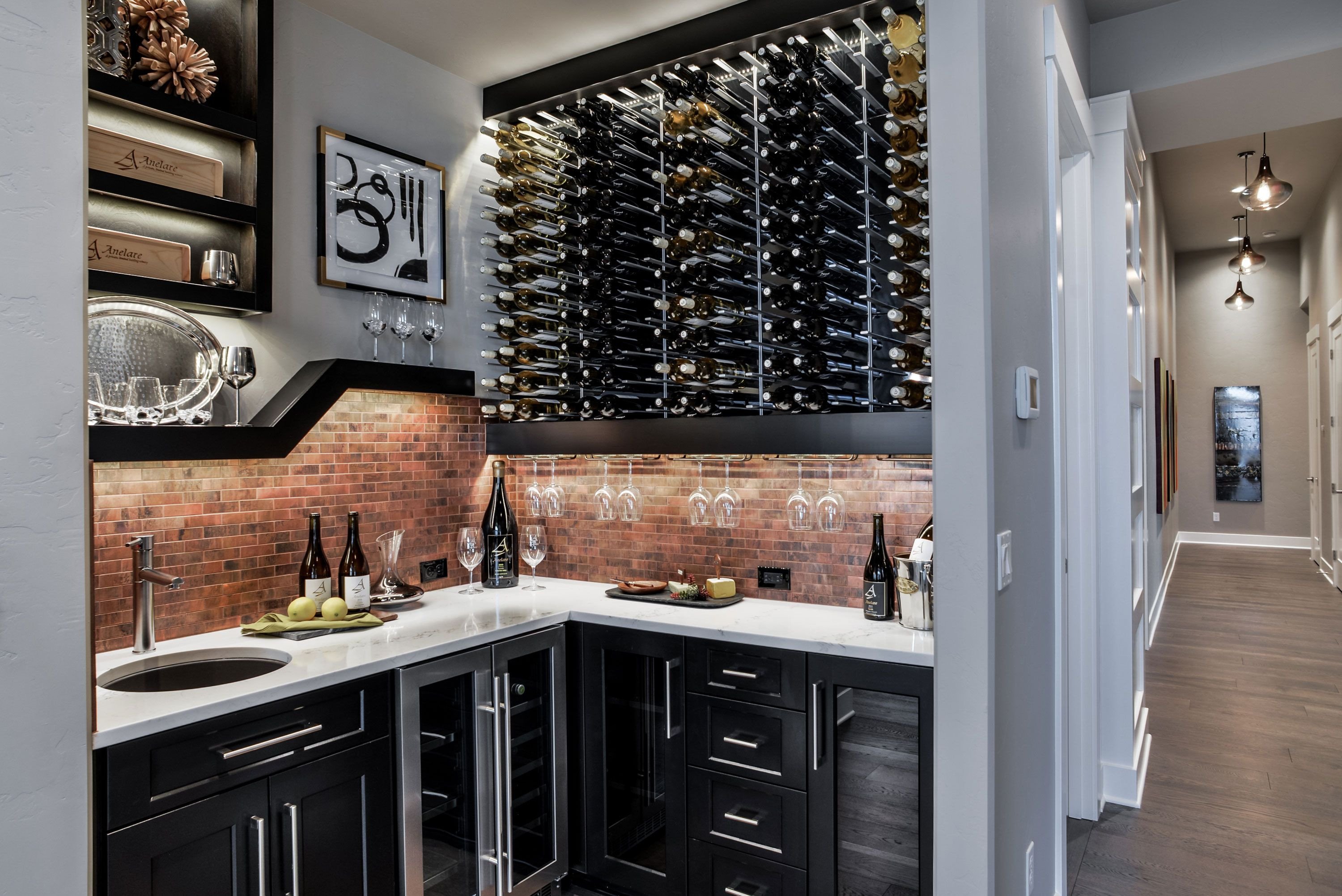 Mini Bar for Bedroom Inspirational Wet Bar with Brick Tile Backsplash