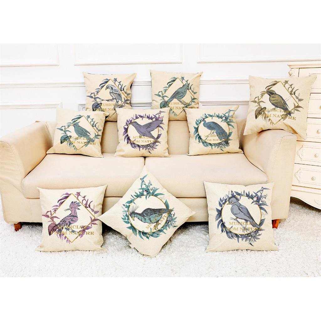 Mini Couch for Bedroom Beautiful 2019 Bird Letter Print Square Pillowcase Pillow Case Linen Fiber Cushion sofa Cushion Cover Home Decoration 45x45cm L614 Outdoor Lounge Chair Cushions