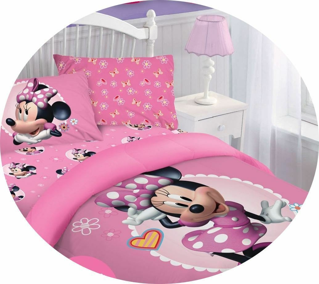 Minnie Mouse Bedroom Set Luxury Disney Cartoons Bedding Bed forter Set Kids Teens Girls Pink Minnie Mouse