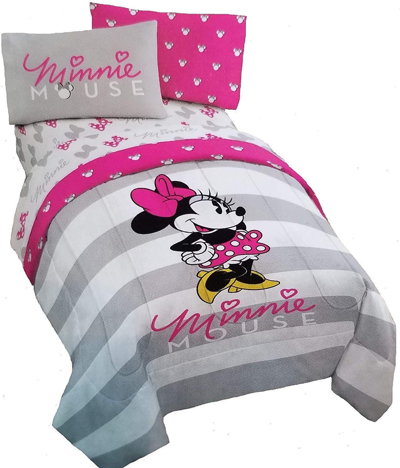 Minnie Mouse Twin Bedroom Set Elegant Disney Minnie Mouse 4pc Pink &amp; Gray Reversible Twin forter and Sheet Set